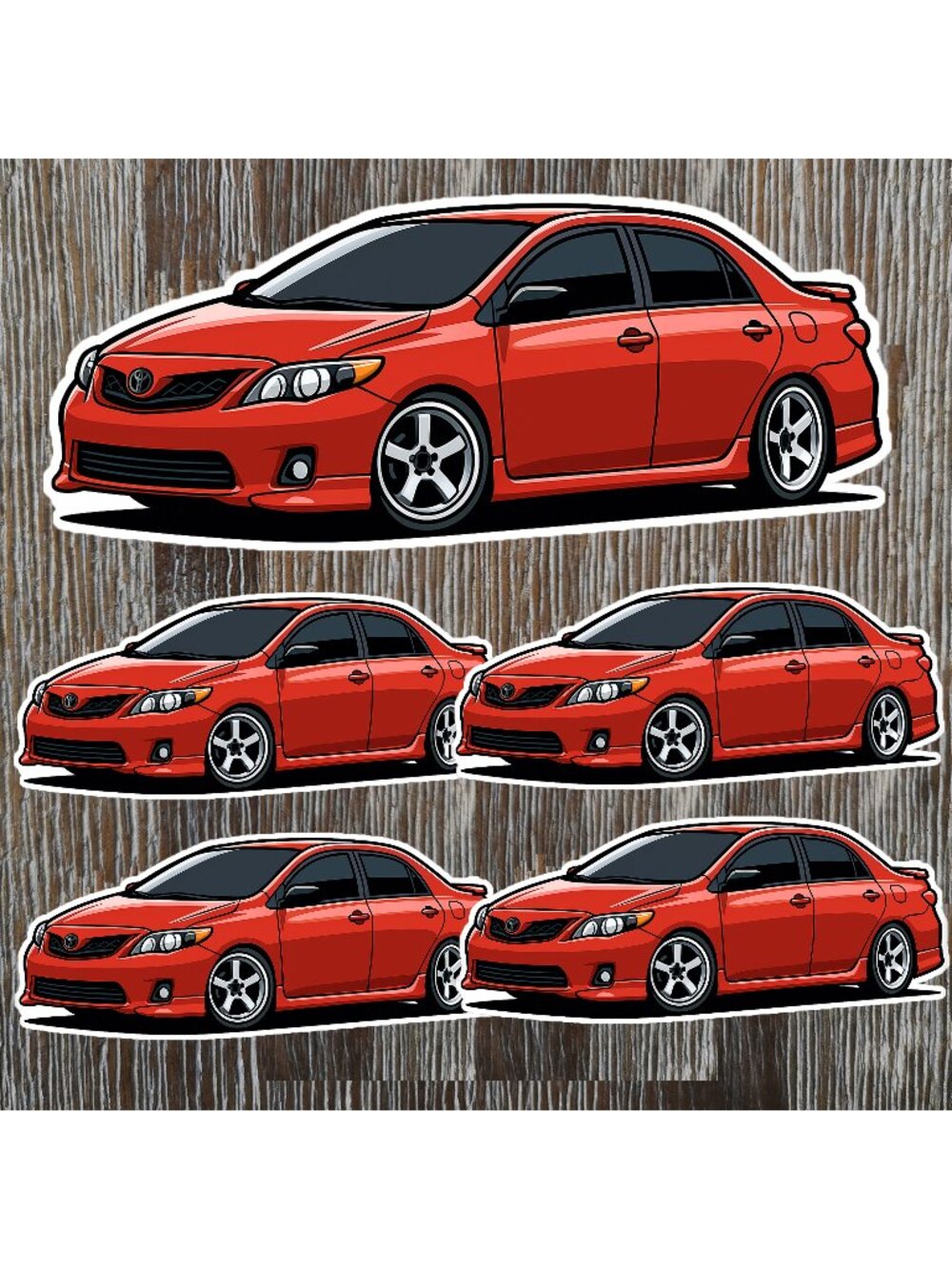 5 pc TOYOTA COROLLA 10th generation 2009-2013 Vinyl Stickers